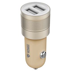 Φορτιστής Αυτοκινήτου 2 Θέσεων Yenkee Χρυσό 4.8A