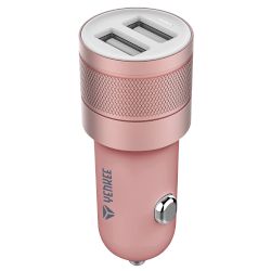 Φορτιστής Αυτοκινήτου 2 Θέσεων Yenkee Ροζ 4.8A