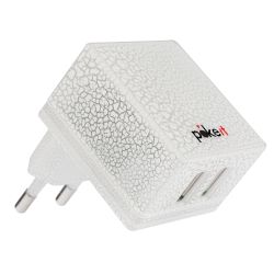 Φορτιστής Σπιτιού 2 Θέσεων pokeit Λευκό 2.1A,Glow