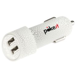 Φορτιστής Αυτοκινήτου 2 Θέσεων pokeit Λευκό 2.1A,Glow
