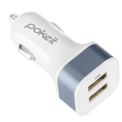 pokeit Φορτιστής Αυτοκινήτου 2 Θέσεων Λευκό