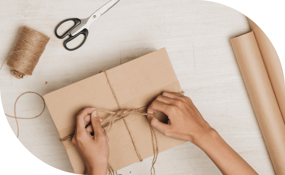 Man packaging a box