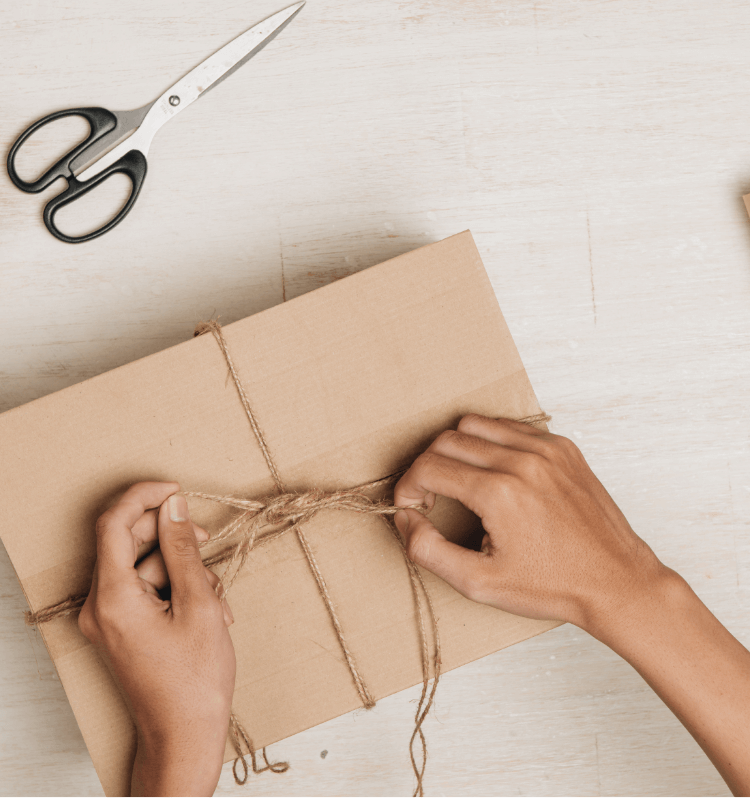 Man packaging a box